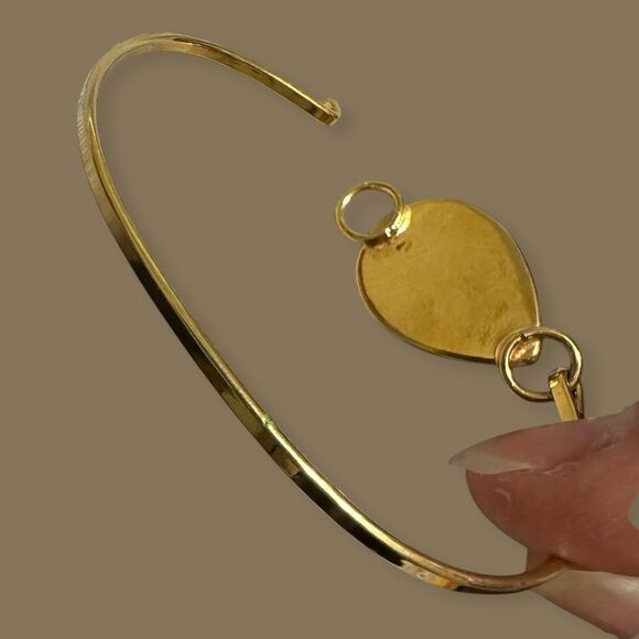 Blue Floral Mille Fiori Enamel and Gold tone Bracelet Bangle - Picture 12 of 13